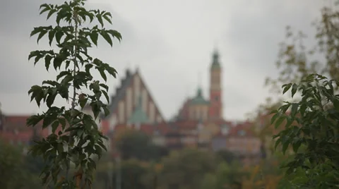 Cityscape of old town in Warsaw (unesco heritage site in Poland). Stock Footage