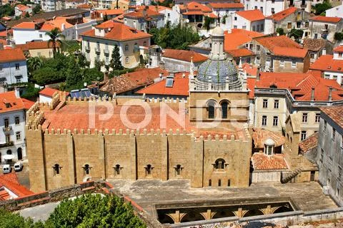 Cityscape over the roofs of coimbra Stock Photos
