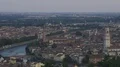 Cityscape overlooking historical part of old Verona town with narrow river HD Footage