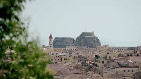 Cityscape panoramic view of old town of Kerkira in Corfu island, Greece. View Stock Footage 236240044