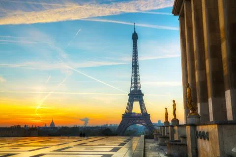 Cityscape of Paris with the Eiffel tower Stock Photos