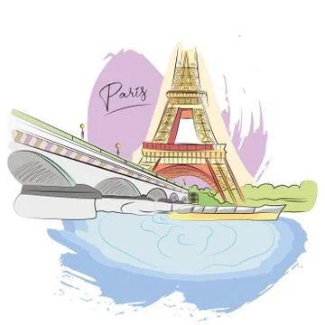 Cityscape of Paris 스톡 일러스트