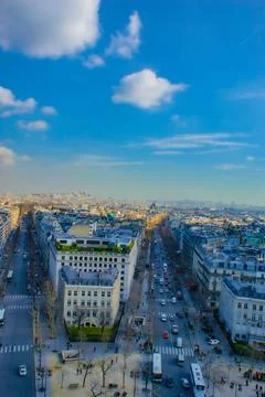 The cityscape of Paris seen from the Arc de Triomphe 스톡 사진