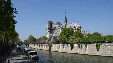 Cityscape of Paris in springtime Stock Footage 74395100
