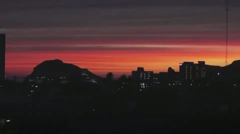 Cityscape profile Sunset Stock Footage 10809835