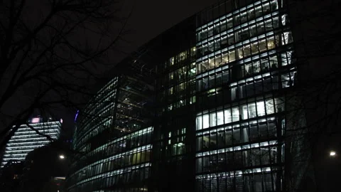 Cityscape Reflection, Glass Elegance, Skyscraper Silhouette Stock Footage 340662431