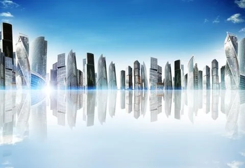 Cityscape with reflexion Stock Illustration