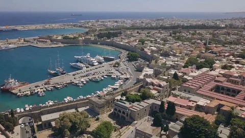 Cityscape of Rhodes Stock Footage 80341481