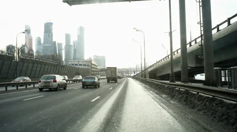 Cityscape ride from inside the car Stock Footage 46192458