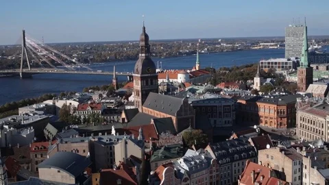 Cityscape of Riga, Latvia Stock Footage 83491627