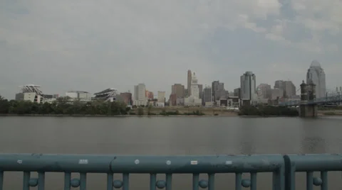 Cityscape Riverfront Cincinnati Ohio Stock Footage 39567180