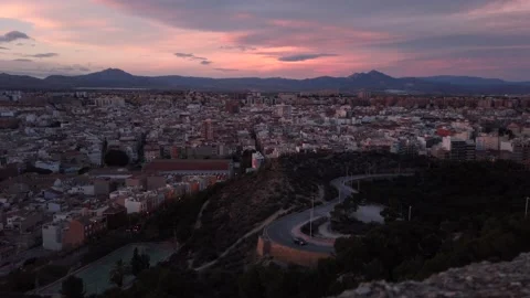 Cityscape roads view during sunset in the mountains  amazing sky colors Stock Footage 147049434