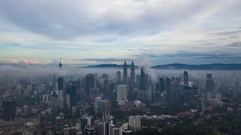 Cityscape with running cloud Stock Footage 121862129