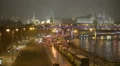 Cityscape, Russia, Moscow. Kremlin, river and embankment winter night view. HD Footage