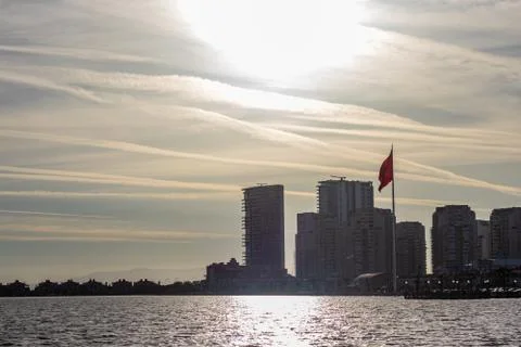 A cityscape shoot with low shutter speed - sun is shining above Stock Photos