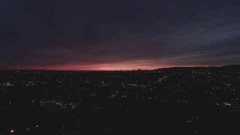Cityscape Silhouette Sunset Camera Moving Forward Stock Footage 83323774
