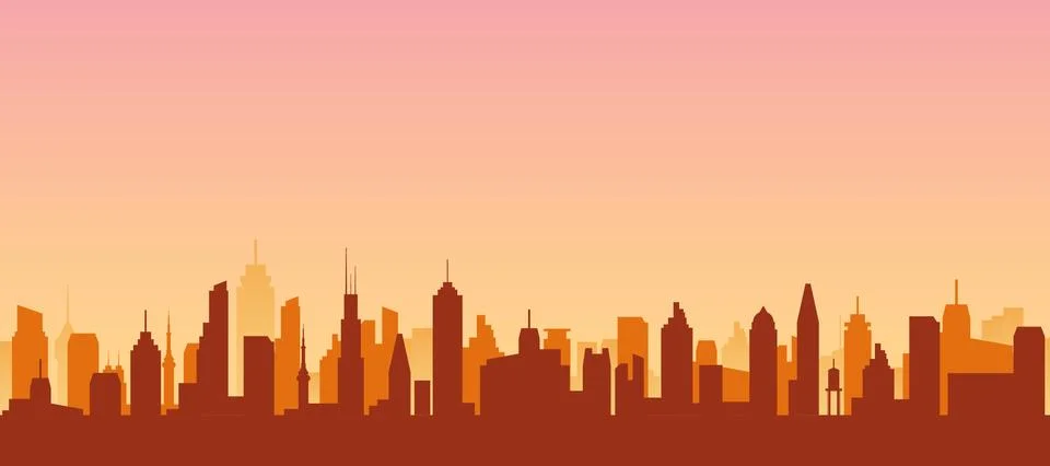Cityscape silhouette urban illustration. City skyline building town skyscraper Stock Illustration