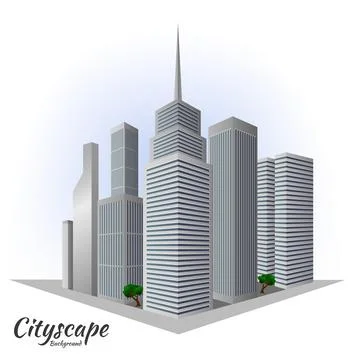 Cityscape Skycraper Building in Perspective View, Vector Illustration 스톡 일러스트
