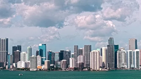 Cityscape skyline. Brickell building in Miami downtown. Brickell skyline with Stock Footage 325760044