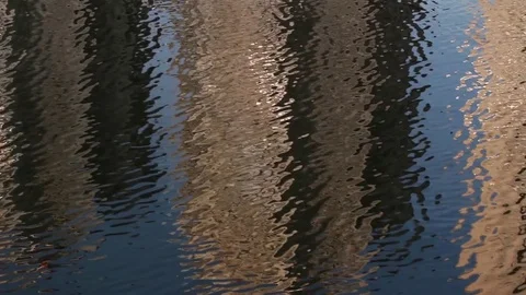 Cityscape- skyscraper reflection in lake water Stock Footage 78829482