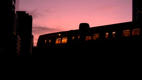 Cityscape with skytrain in twilight time panoramic capitalcity with city life Stock Footage 111355249