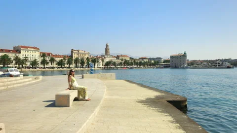 Cityscape of Split with Diocletian's Palace and The Riva Stock Footage 219970738