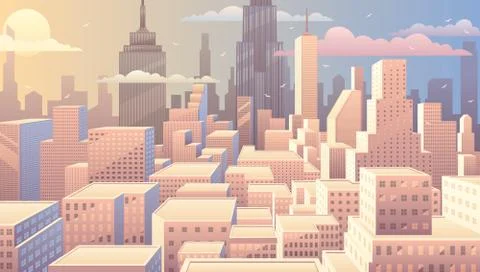 Cityscape Sunrise Illustrazione stock