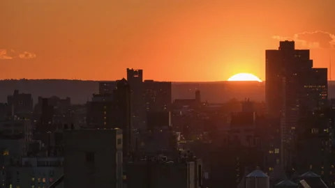 Cityscape Sunset Stock Footage 154135320
