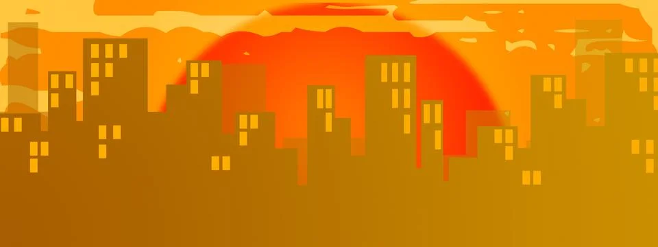 Cityscape at sunset Stock Illustration