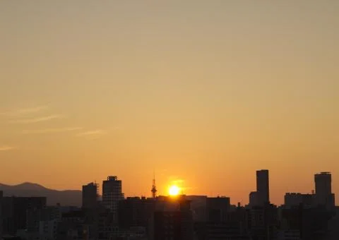 Cityscape in sunset Stock Photos