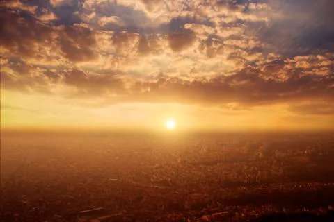 Cityscape at sunset Foto stock