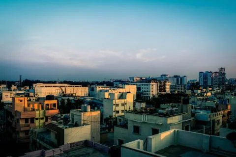 Cityscape at sunset  Stock Photos