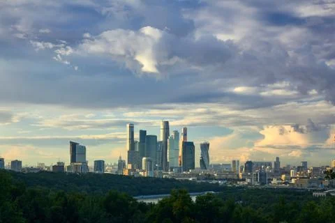 Cityscape at sunset Stock Photos