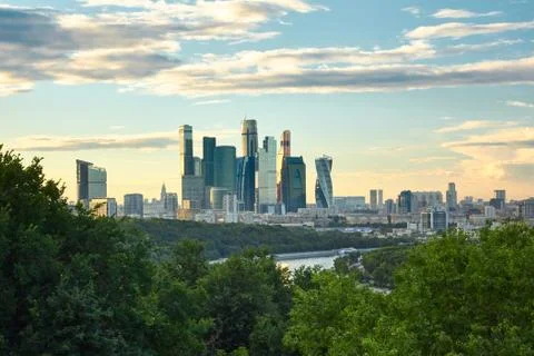 Cityscape at sunset Stock Photos