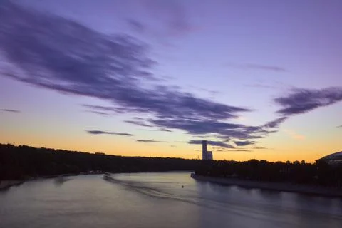Cityscape at sunset Stock Photos