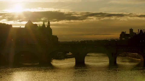 Cityscape, Sunset, Silhouette, Warm Light Stock Footage 329284156