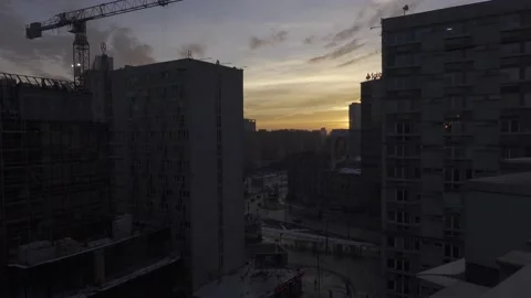 Cityscape with sunset sky Video stock 147749429
