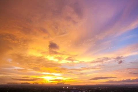Cityscape sunset sky Stock Photos