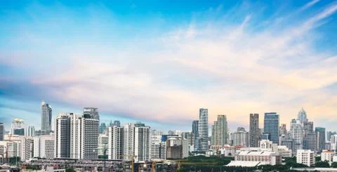 Cityscape in sunset time Stock Photos