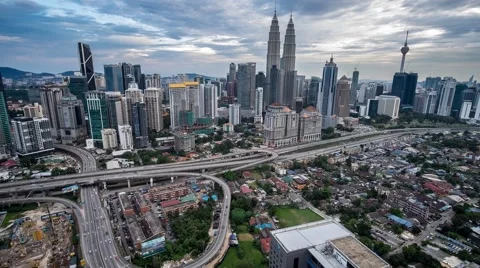 Cityscape Sunset Timelapse During Peak Hour Stockbeeldmateriaal 59535314