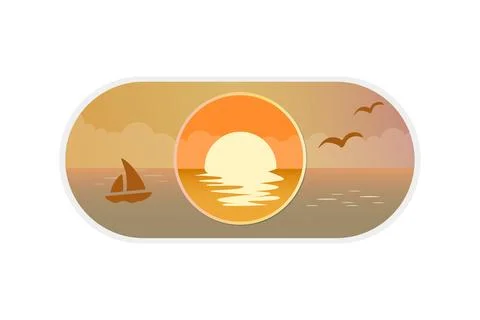 CItyscape sunset Toggle switch button icon on white background Illustrazione stock