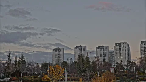Cityscape Time-Lapse: Dark Clouds Over Modern Residential Towers (4K ProRes) Stock Footage 323626776