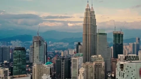 Cityscape Time lapse : Wide angle aerial Kuala Lumpur city view from during Stock Footage 249501411