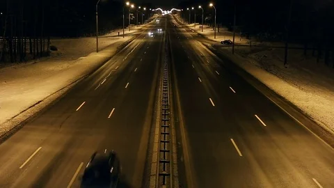 Cityscape timelapse at night. traffic through downtown Video stock 72198560