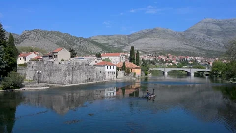 Cityscape of Trebinje with river water reflection. Stock-Footage 341776279