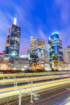 Cityscape at twilight Stock Photos