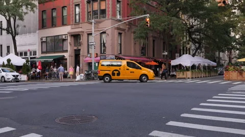 Cityscape of upper east side with restaurant outside NYC9-25-20r Stock Footage 140163191