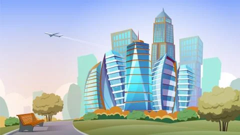 Cityscape vector cartoon background Stock-Illustration