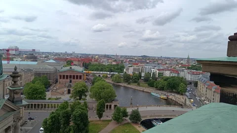 Cityscape view of Berlin with The Spree River, museum island Stock Footage 343140504