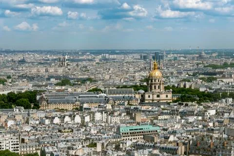 Cityscape view from the Eiffel Tower over the Hotel National des Invalides Fotos Stock